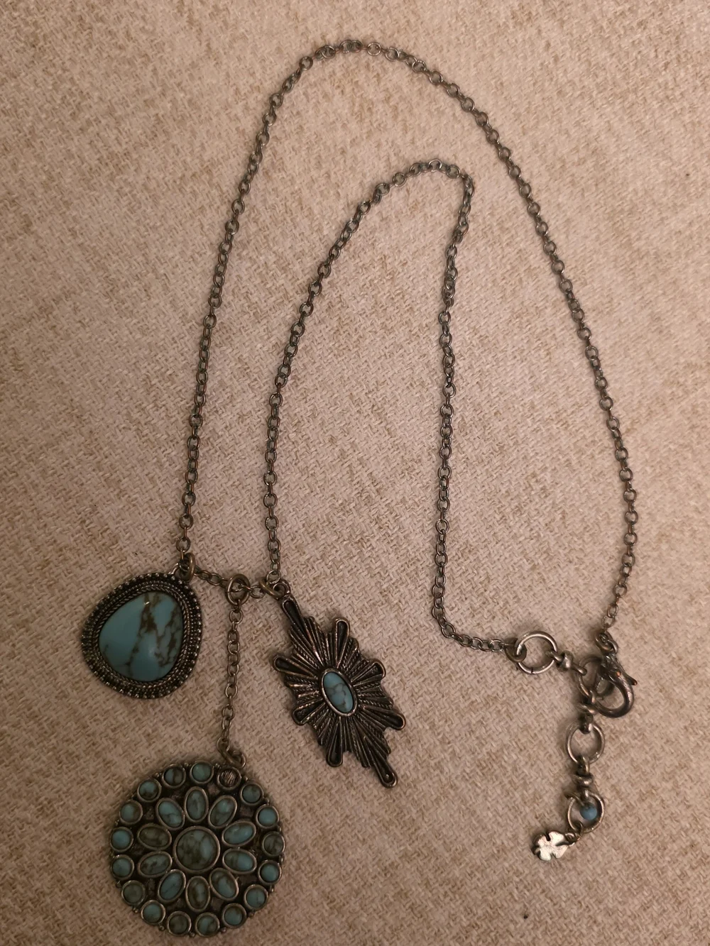 Lucky Brand Turquoise Multi Pendant Necklace 20” Boho Southwestern